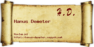 Hanus Demeter névjegykártya